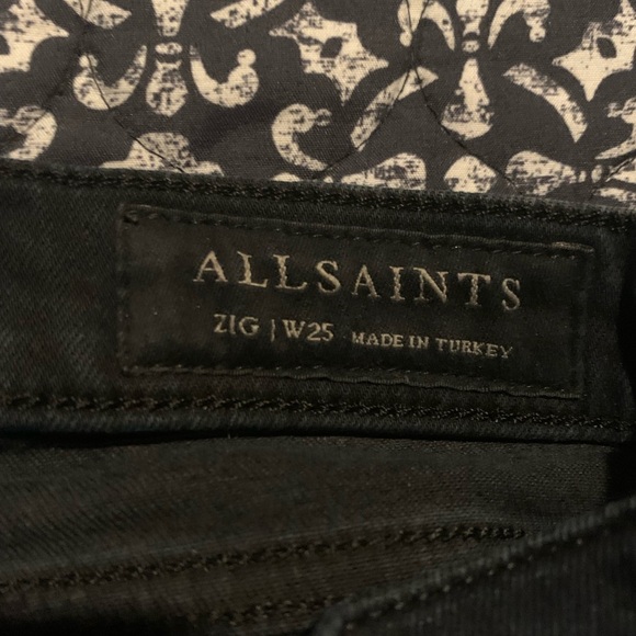 AllSaints Zig Jeans Blue Black Stretch Denim Skinny size 25 Made in Turkey - Picture 3 of 8